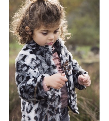 Koko - Noko leopardo rašto švarkelis mergaitei. Spalva pilka/ juoda