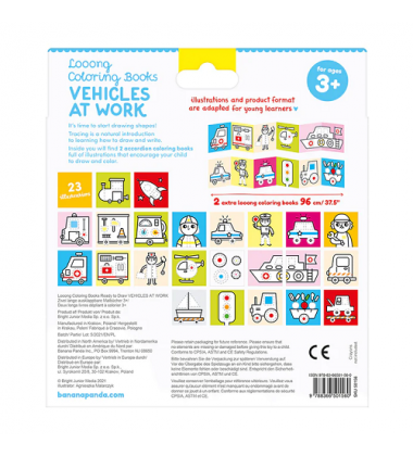 BANANA PANDA Looong Coloring Books Ready to Draw - Vehicles at Work 3+