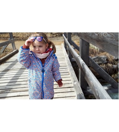 Naujiena! Ducksday vaikiškas žiemos kombinezonas JOY 98-116 cm. Spalva violetinė su printu
