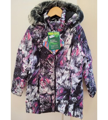 Huppa žiemos paltukas PATRICE 1. Spalva violetinė su printu